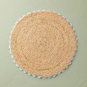 (Set of 2) 15" Braided Jute Charger Placemat w/Crochet Trim Blue - Hearth & Hand